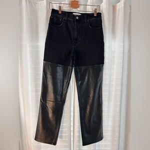NEW Abercrombie & Fitch 90s Straight High Rise- Black & Leather Pant- Size 27s